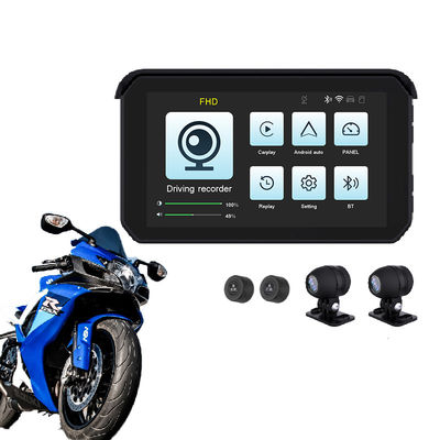 Navegação de motocicleta portátil GPS 5 polegadas sem fio Apple Carplay e Android Auto