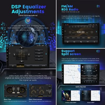 Universal 2 Din QELD/IPS Touch Screen Radio Player Carplay com função de tela dividida