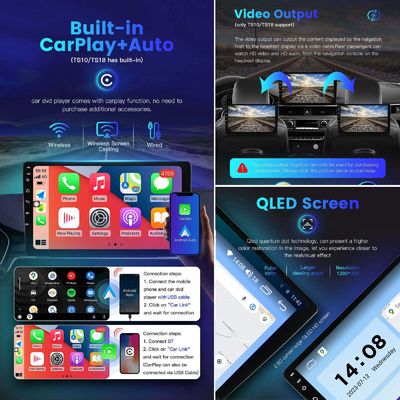 Android Auto Carplay Radio Stereo Video 9 polegadas 2DIN GPS Player com touch screen