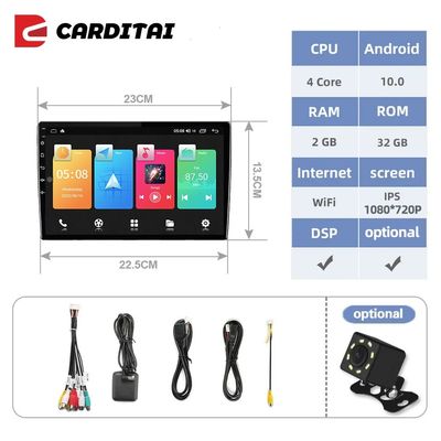 10.1 polegada de tela sensível ao toque 2 Din rádio de carro com função Android OS DSP e BT navegação