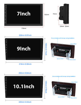 7/8/9/10/12/13 polegadas Wireless CarPlay Android Player com navegação GPS 2DIN embutida
