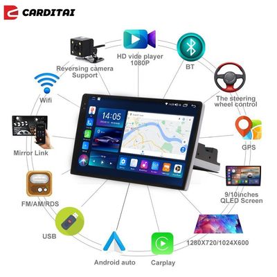 9" 2K Screen 2DIN Car Radio com Android 10 OS e Carplay / Android Auto Compatibilidade