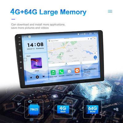QLED Screen Android 9/10 polegadas 4G RAM 64G ROM Double Din Car MP5 Player com interface personalizada