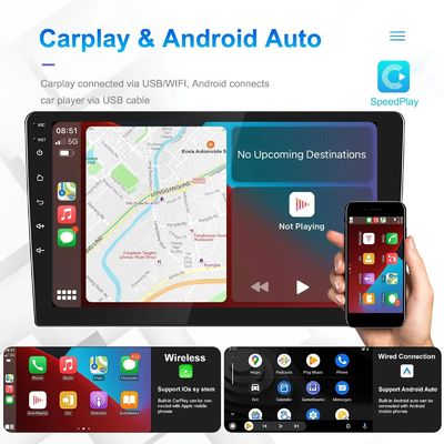 QLED Screen Android 9/10 polegadas 4G RAM 64G ROM Double Din Car MP5 Player com interface personalizada