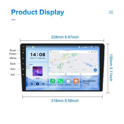 QLED Screen Android 9/10 polegadas 4G RAM 64G ROM Double Din Car MP5 Player com interface personalizada