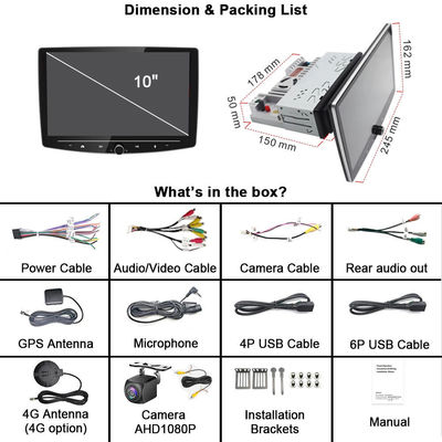 10 polegadas de tela sensível ao toque Android 12 Car MP5 Player com Wi-Fi e Allwinner A100 Solution
