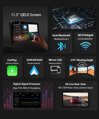 Rádio de carro universal Android13 Car Player com tela QELD de 11,5 polegadas e rádio TS10 de 8 núcleos