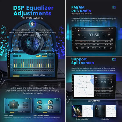 Bluetooth habilitado Universal 7/9/10 polegadas Android12 8 128GB Car Stereo com WIFI Carplay GPS